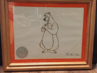 Disney Collectibles Framed Animation Art Drawing Of Baloo From The Jungle Book