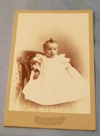 Victorian Baby Child Cabinet Card Photo Little Girl White Gown Buffalo Ny
