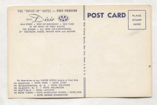 Vintage Advertising Postcard HOTEL DIXIE 43rd St.  NY 