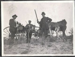 Vintage Photograph Hunting Rabbits Guns Rifles Horse Wagon Tucson Arizona Photo