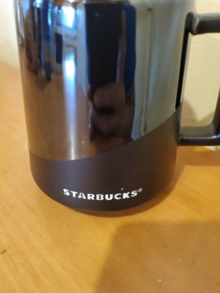 Starbucks 2017 Matte Black & Mirrored Ceramic Coffee Mug 14 oz Stoneware Cup 2