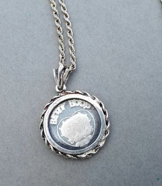 Betty Boop & Bimbo.  999 Silver Coin Pendant Necklace