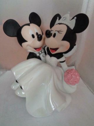 Disney Mickey Minnie Mouse Wedding Cake Topper Bride Groom Ceramic
