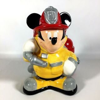 Walt Disney Mickey Mouse Firefighter Ceramic Cookie Jar Lg Goodies Storage Jar