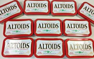 10 Empty Altoids Metal Tin Boxes Storage Crafting Red Peppermint Mints Box Diy