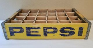 Vintage 1986 Yellow Pepsi Cola 24 Bottles Wood Crate Case - Awp Cases Newport Ar