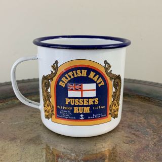 British Navy Pussers Rum Enamel On Metal Cup Mug Advertising - 2 Available