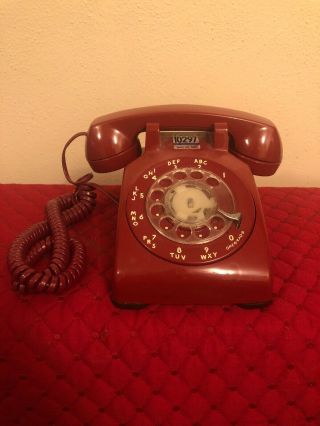 Telephone Bell System Cd500 Rotary Dial Red Desk Top Phone Vintage 70’s