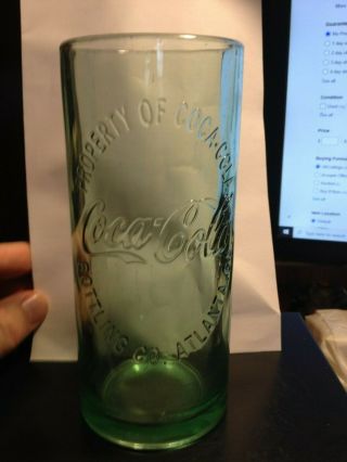 Property Of Coca - Cola Bottling Co.  Atlanta Georgia Green Glass Tumbler 16oz