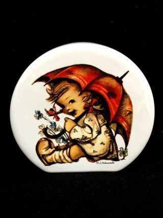 Dollhouse Miniature M.  I Hummel Umbrella Girl By Reutter Porcelain Piggy Bank
