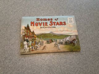 Vintage Homes Of The Movie Stars Postcard Booklet Color Old 1920s Keaton Chaplin