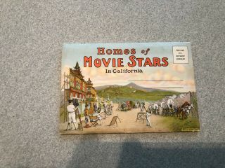 Vintage Homes Of The Movie Stars Postcard Booklet Color Old 1920s Keaton Chaplin 2