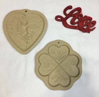 2 Heart Shaped Brown Bag Cookie Art Molds Heart Cupid 4 Hearts Valentines Day
