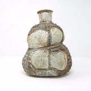 Vintage Brutalist Hand Thrown Studio Pottery Organic Textured Large Vase Pot