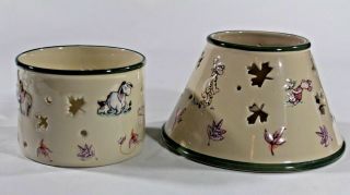 Disney Pooh Eeyore Piglet Candle Jar Ceramic Base & Topper Shade Cream Green