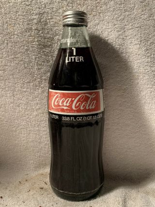 Full 1 Liter Coca - Cola Acl Soda Bottle 33.  8oz Return For Deposit