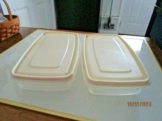 2 Vintage Rubbermaid Rectangle Storage Containers 5 Servin Saver 4 C Almond Lid