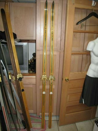 Vintage Rare Wood Bla - Skia Cross Country Skis 203cm 80 " Bindings Langrenn Norway