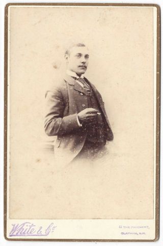Cabinet Card Photograph Gentleman Holding A Cigarette By White Of Clapham