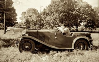 1930s Era Photo Negative Car Sporty Roadster Convertible Small Frame Wicked Cool