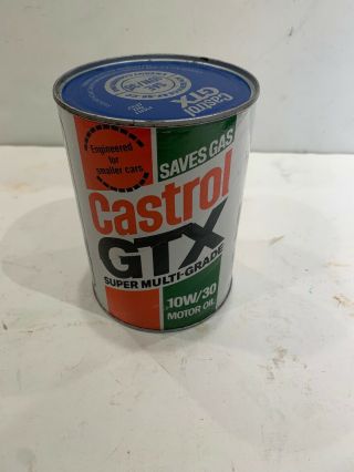 Vintage Castrol Gtx 10w/30 Motor Oil Can (full)