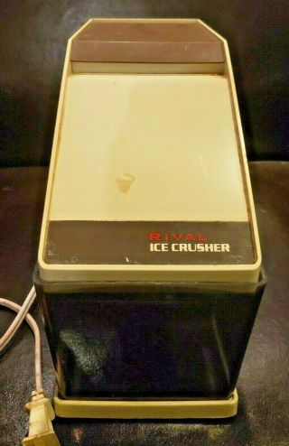 Vintage Rival Electric Ice Crusher Model 840/1 Removable Ice Cup 1970s