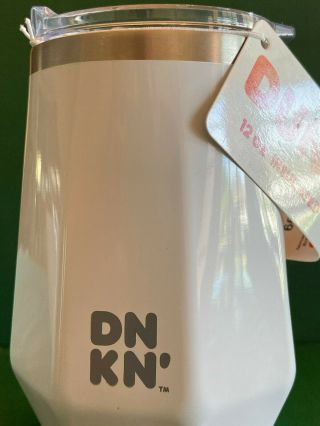 2019 Dunkin Donuts 12 Oz Insulated Tumbler White Hot Cold Mug Cup Thermo Dnkn