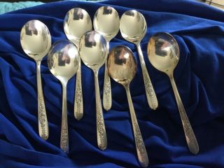 Oneida Nobility Plate “royal Rose” 8 Soupspoons