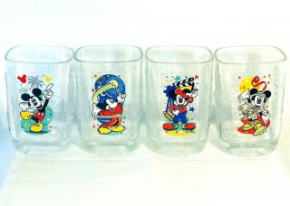 Disney Mcdonalds Glasses 2000 Complete Set Of 4 Parks At Wdw Mickey Mouse