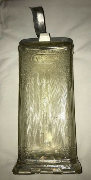 Vintage Antique Embossed Visible Glass Mail Box Postal Wall Mount By Collins