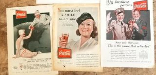 4 Early Drink Coca Cola Color Ads,  1927 - 1932 - 1933