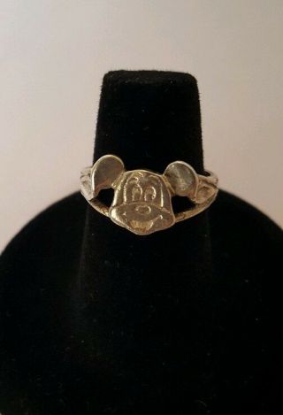Vintage Mickey Mouse Sterling Silver Ring Walt Disney Productions Size 6