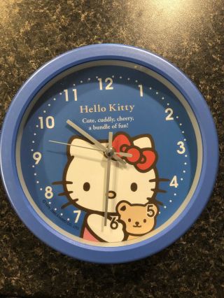 Hello Kitty Wall Clock Blue 2003 Hole Decor Cartoon Kids Children’s