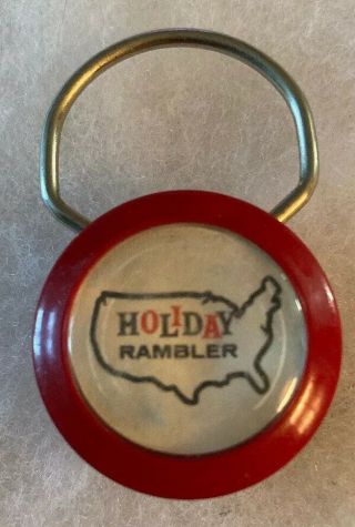 Holiday Rambler Advertising Keychain Rv Motorhome Trailers Auto Gas Oil Rev Usa