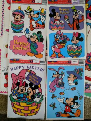 (4) Disney Mickey Mouse Window Decoration Sheets Cling Holiday Easter
