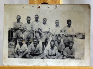 Vintage Military Photograph 11 British Soldiers & Message To Dear Mother - Wwii?