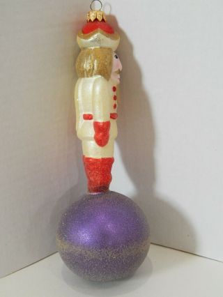 Christopher Radko Christmas Ornament Nutcracker Purple Ball Drop Blown Glass 3