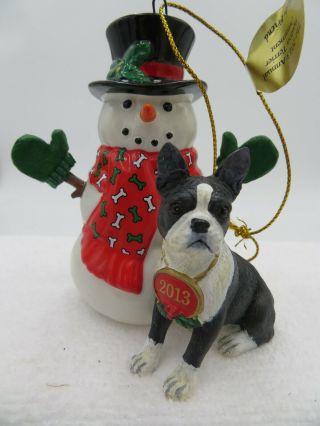 Danbury The 2013 Annual Boston Terrier Ornament " Frosty Friend "