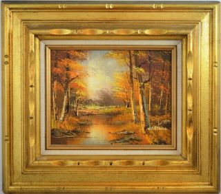Phillip Cantrell Vintage Oil On Board Autumnal Landscape Framed