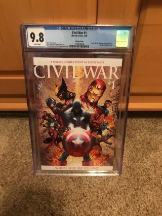 Civil War 1 Michael Turner Aspen Exclusive Variant Cgc Graded 9.  8 White Pages