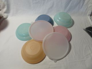 12 Pc Vintage TUPPERWARE Cereal Bowls With Seals Assorted Colors 155 3