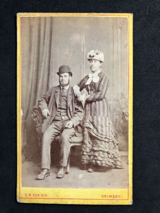Victorian Carte De Visite Cdv: Couple: Von Dix: Picture Back Ships Grimsby