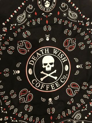 Death Wish Coffee Co.  Bandana/kerchief And Sricker; Black & Red Skull Crossbones