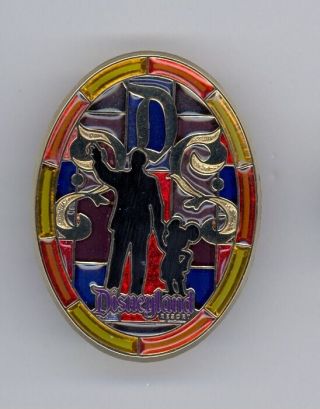 Disneyland Walt Disney & Mickey Mouse Partners Statue Stained Glass Pin & Card