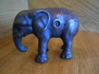 Cast Iron Elephant Bank Brown Detailed Old Heavy 3 1/2 " Tall