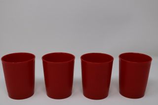 Set Of 4 Vintage Tupperware Red 6 Oz Juice Cups Small Tumblers 1251