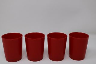 SET OF 4 VINTAGE TUPPERWARE RED 6 oz JUICE CUPS SMALL TUMBLERS 1251 2
