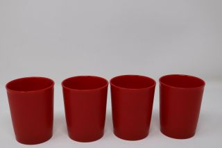 SET OF 4 VINTAGE TUPPERWARE RED 6 oz JUICE CUPS SMALL TUMBLERS 1251 3