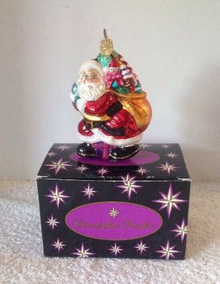 Vtg 2000 Christopher Radko " Little Big Nick " Santa W/toy Sack Retired Ornament