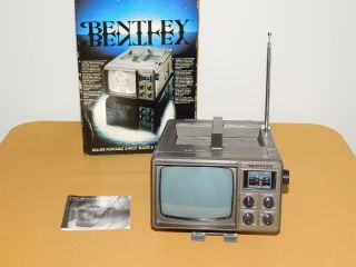 Vintage Bentley Battery Oper Portable 5 Inch Black & White Tv Television